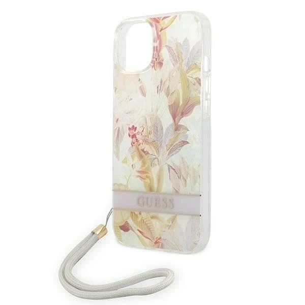Etui Guess GUOHCP14MHFLSU do Apple iPhone 14 Plus 6,7" fioletowy/fialové pevné puzdro Flower Strap