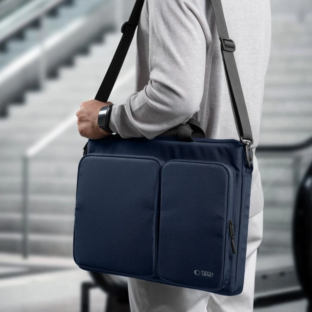 Torba Tech-Protect Defender Bag Laptop 17" Navy Blue z paskiem