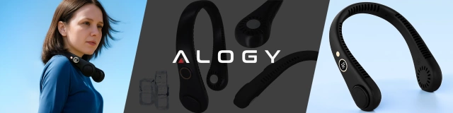 Alogy BreezeNeck™ Neck Fan Mini Air Circulator with Display 1500mAh Black