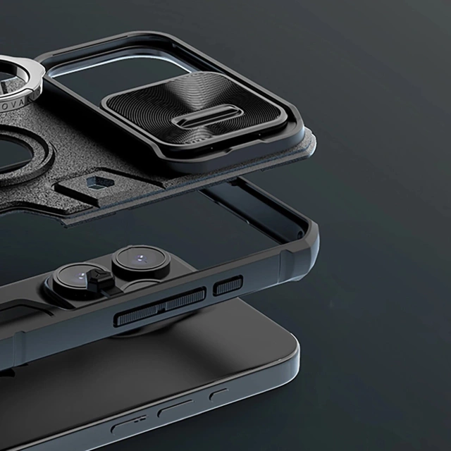 Puzdro Nillkin CamShield Armor pre iPhone 15 Pro Max, čierne, pancierové