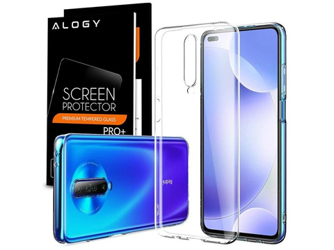 Etui obudowa case do Xiaomi Redmi K30/ Poco X2 silikonowe przezroczyste + Szkło Alogy