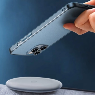 Baseus Frosted Glass Case Starre Hülle mit flexiblem Rahmen für iPhone 12 Pro Max Dunkelgrün (WIAPIPH67N-WS06)