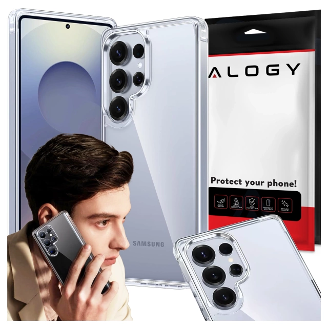 Etui do Samsung Galaxy S25 Ultra obudowa ochronna na telefon Alogy HybridShield™️ Case Przezroczyste + Szkło