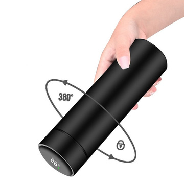 Termální hrnek termoska Smart Bottle LED Láhev na vodu 500ml Černý Mycí kartáč