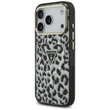 Etui Guess MagSafe do iPhone 17 Pro Max Leopard Glitter Black