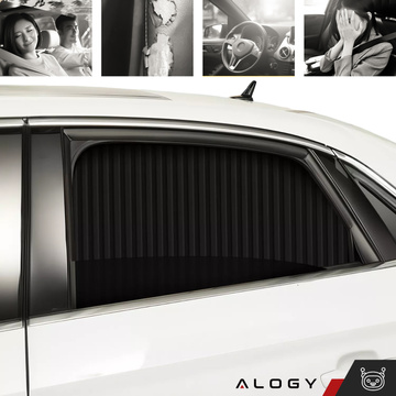 Magnetic Cover Curtain Roller Blind for Rear Side Car Windows Sun UV Protection Black [2pcs]