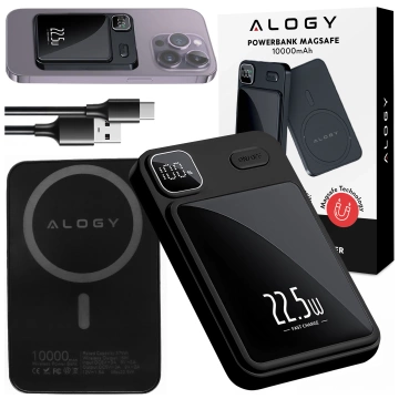 PowerBank Alogy MagCharge 22.5W PD20W PowerDelivery Fast Charging 10000mAh Wireless for MagSafe Black