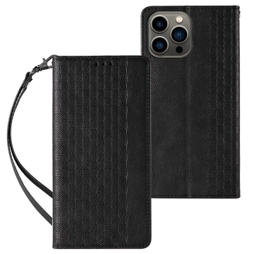 Magnet Strap Case case for iPhone 13 Pro wallet case mini lanyard pendant black