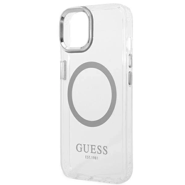 Etui Guess GUHMP14SHTRMS do Apple iPhone 14 6,1" srebrny/silver hard case Metal Outline Magsafe