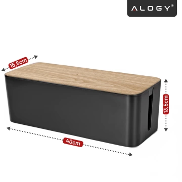 Organizer box for cables strips box M desk floor Alogy BOX wood Black