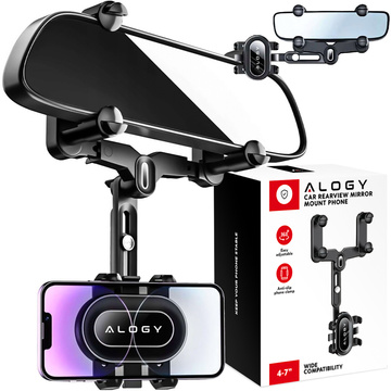 Držiak telefónu do auta na spätné zrkadlo do auta Alogy Mirror Car Holder Black