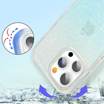 Luxusné elegantné puzdro Kingxbar Streamer Series pre iPhone 13 Pro Blue (trojuholník)