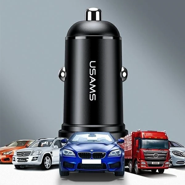 USAMS Autoladegerät 2xUSB 2.4A Mini schwarz/schwarz CC114TC01 (US-CC114)