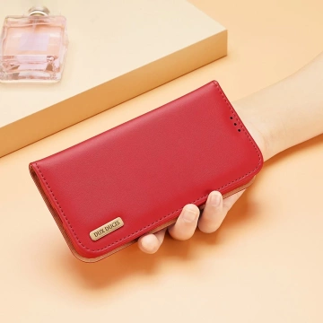 Dux Ducis Hivo Leather Flip Cover Echtes Leder Wallet für Karten und Dokumente iPhone 14 Pro Braun