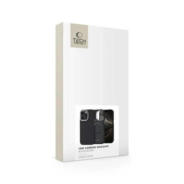 Etui MagSafe Tech-Protect Ion Carbon iPhone 16 Pro Czarny/Srebrny