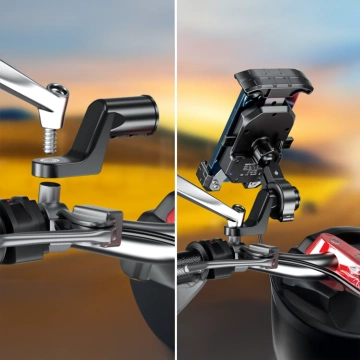 Držiak na telefón KEWIG M14-A1 na riadidlá motocykla s nabíjačkou Qi PD USB-C pre motorku, štvorkolku, skúter, čierny