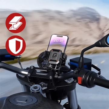 KEWIG M33-C1 Motorcycle Bike Handlebar Phone Holder with Anti-Shock System for Motorbike, Quad, Scooter, Black