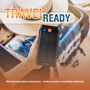 4smart powerbanka Solarny TitanPack Flex 10000mAh čierna/oranžová 456301