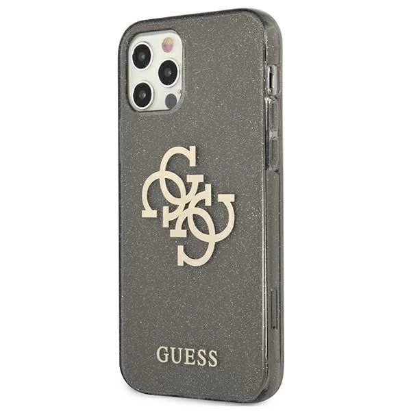 Guess GUHCP12LPCUGL4GBK iPhone 12 Pro Max 6,7" černé/černé pevné pouzdro Glitter 4G Big Logo