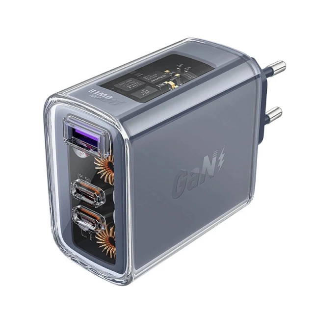 Ładowarka sieciowa Acefast A45 GaN 65W 3 porty USB (1xUSB, 2xUSB-C) szara