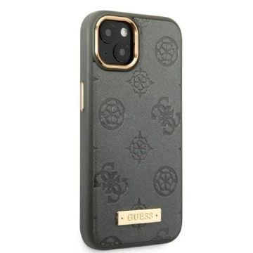 Etui Guess GUHMP13MSAPSTG do Apple iPhone 13 6,1" szary/šedé pevné pouzdro Peony Logo Plate MagSafe