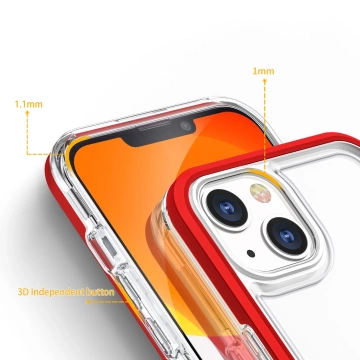 Прозорий чохол 3в1 для iPhone 13 mini гелева накладка з рамкою червоного кольору