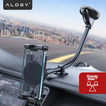 Alogy car holder for tablet phone dashboard windshield for car with long arm 4-13" black