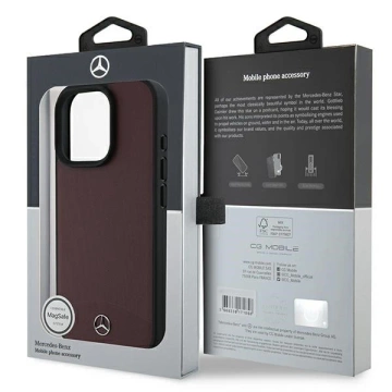 Etui Mercedes до iPhone 16 Pro Max 6.9" Czerwone MagSafe Hardcase Textured And Plain Leather