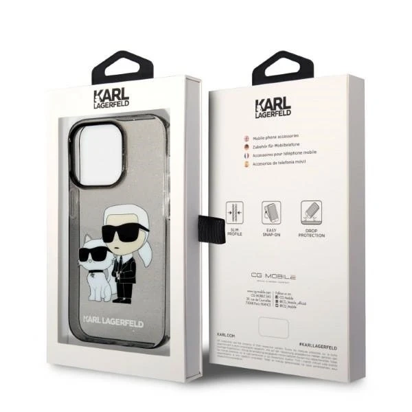 Etui Karl Lagerfeld KLHCP14LHNKCTGK na iPhone 14 Pro 6,1" pevné puzdro Gliter Karl