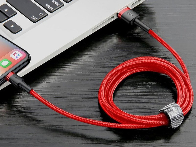 Kabel 3m Baseus Cafule USB Lightning pro iPhone iPad iPod 2A Czerwony