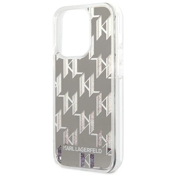 Etui Karl Lagerfeld KLHCP14LLMNMS na iPhone 14 Pro 6,1" pevné puzdro Liquid Glitter Monogram