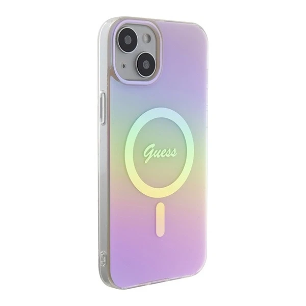 Etui Guess GUHMP15SHITSP для iPhone 15 6.1" różowy/рожевий твердий чохол IML Iridescent MagSafe