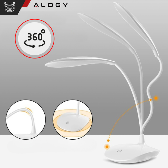 Stolní LED lampa na školní dotykový stůl USB stojící noční bezdrátová Flexible Alogy White