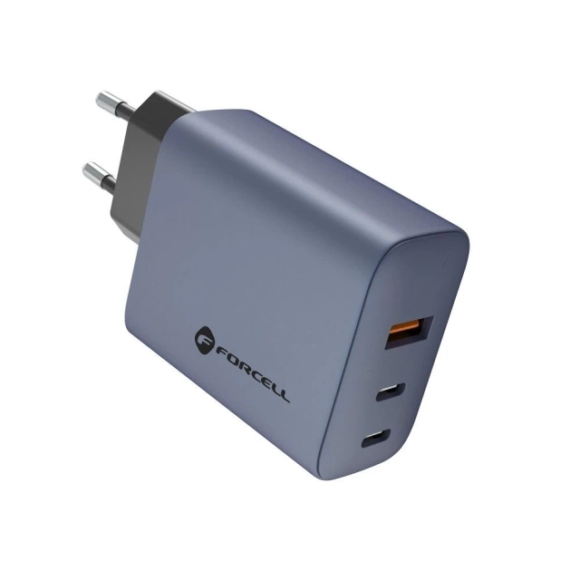 FORCELL F-ENERGY GaN nástenná nabíjačka 2 x USB typu C USB A PD QC4.0 4A 65W šedá