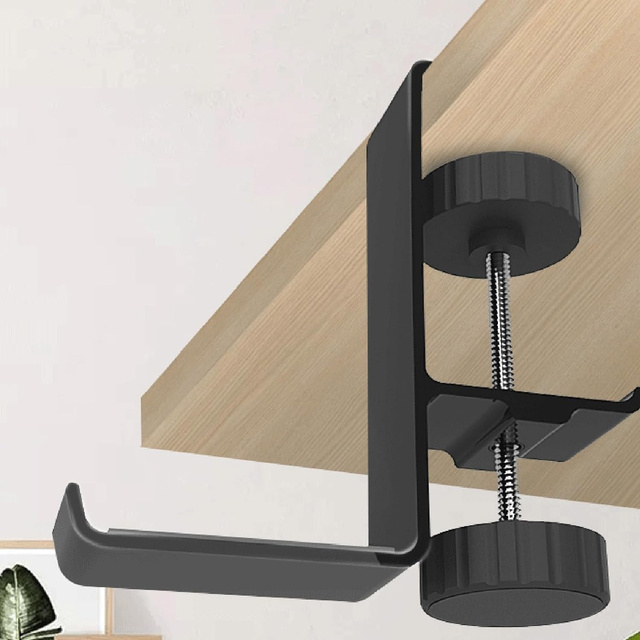 Stand Headphone bag holder, aluminum, desk, adjustable, desk stand, hanger, hook, Black