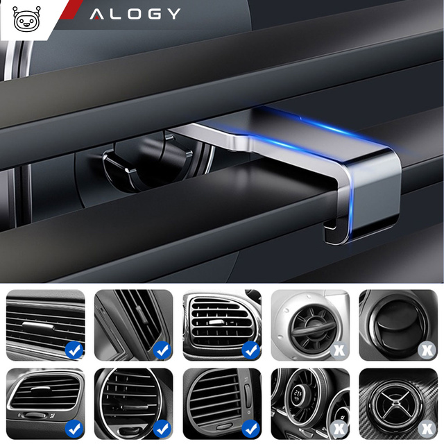Автомобільний тримач Gravity для автомобільної решітки, Alogy Airvent Black