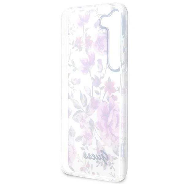 Etui Guess GUHCS23MHCFWST do Samsung Galaxy S23 Plus S916 bílé/bílé pevné pouzdro Flower Collection