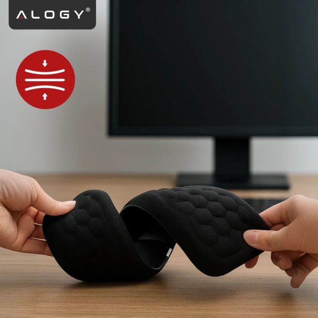 Podkładka pod Nadgarstki z Pianką Memory Foam, Ergonomiczny Zestaw do Klawiatury i Myszki, Antypoślizgowa i Oddychająca, Alogy ErgoSupport™ – Czarna