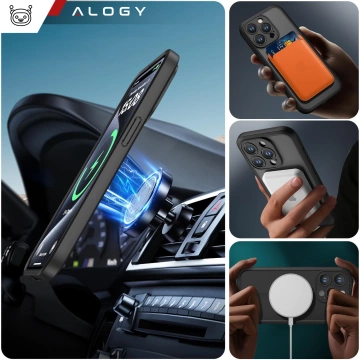 Hülle für Apple iPhone 14 Pro Alogy MagSafe Hybrid Matte Case Matte Cover mit Linsenschutz Schwarz