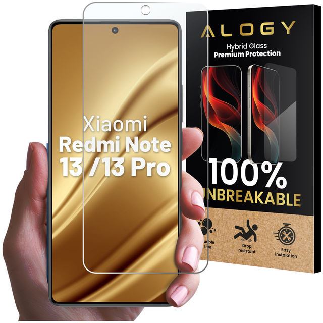Hybridglas für Xiaomi Redmi Note 13 / Note 13 Pro Displayschutzfolie Alogy Flexi Glass 9H Hüllenfreundlicher flacher Displayschutz