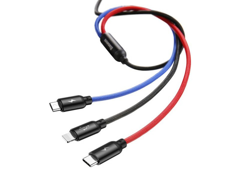 Kábel 30cm Baseus 3w1 iPhone micro USB USB-C 3.5A Tri primárne
