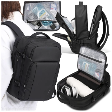 Bange Waterproof Backpack for Laptop 15.6" City Travel 45x30x16 cm for Work Airplane Men's Women's with USB Port Black