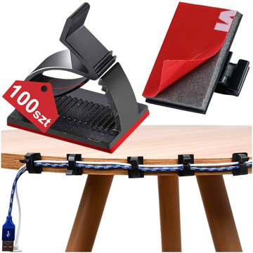 Самоклеючі затискачі x100 Настільний органайзер для кабелю Органайзери для кабелю Шнури для настільного столу 3M Alogy Tape [100шт]