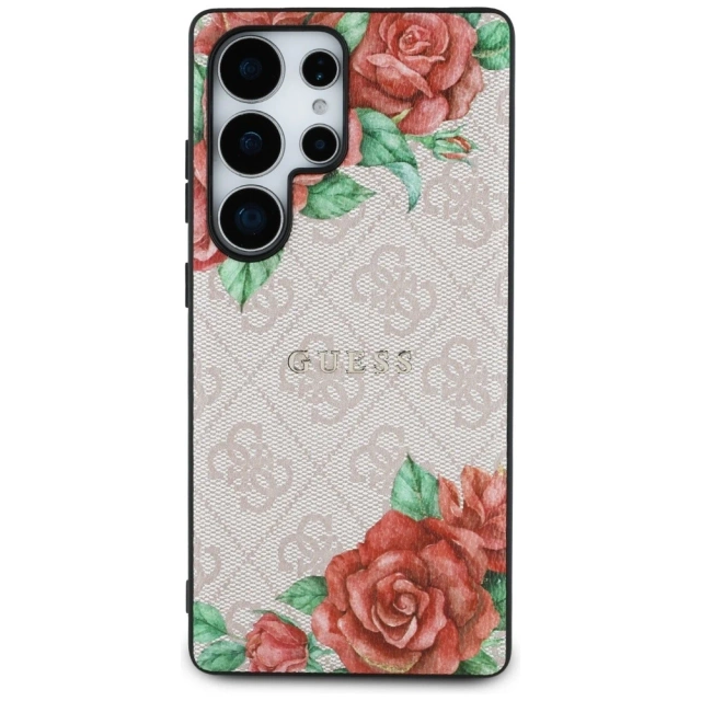 Etui Guess 4G Flowers Print MagSafe do Samsung Galaxy S25 Ultra Różowy