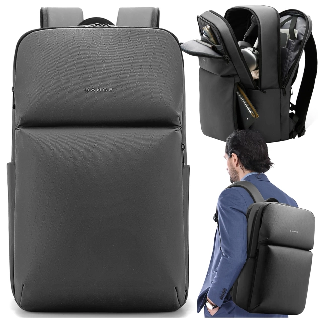 Bange Waterproof Backpack for Laptop 15.6" City Travel 45x30x16 cm for Work Airplane Men's Women's with USB Port Black