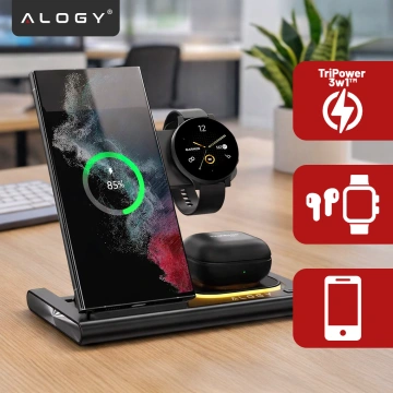 Bezdrátová nabíječka pro Samsung: Bezdrátová nabíjecí stanice 3 v 1 pro Samsung Galaxy Watch 7/6/5/4/3 Pro Classic, Galaxy Buds pro S24 Ultra, S23, S22, S21, S20, Note 20/10, Z Fold