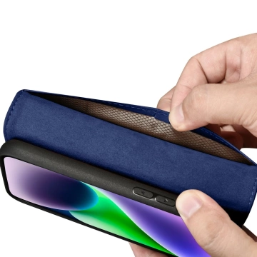 Kožené flipové puzdro iCarer Wallet Case 2v1 iPhone 14 Plus Anti-RFID modré (WMI14220727-BU)