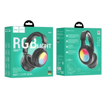HOCO W48 LED RGB Bluetooth Wireless On-Ear Headphones Black