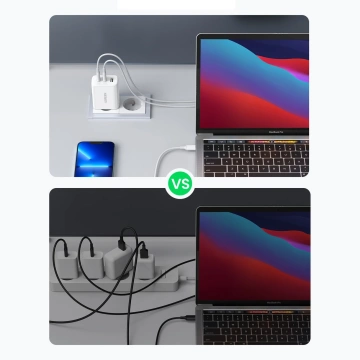 Ugreen rychlonabíječka 2x USB Type C / USB 65W PD3.0, QC3.0/4.0 bílá (CD275)
