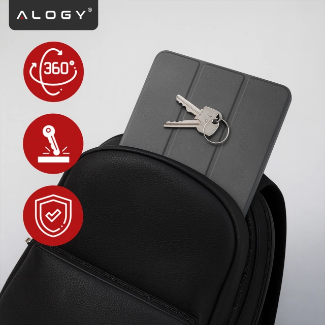 Etui do Lenovo IdeaTab Pro / Pro MT 12.7" TB-373, Ochronne z Klapką i Miejscem na Rysik, Składana Okładka Bumper, Alogy BookGuard™ – Szare + SZKŁO HARTOWANE